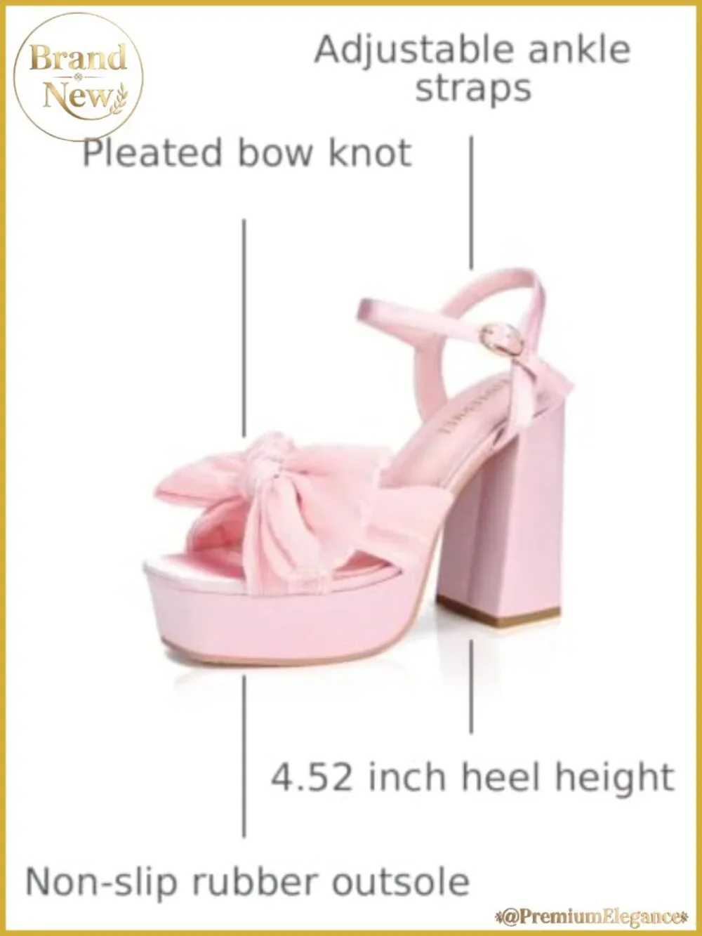 Platform Heeled Sandals Bow Knot Chunky Heels Open Toe Ankle Strap
